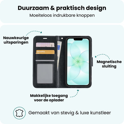 Forterra iPhone 17e Hoesje Bookcase Cover met Kaarthouder - Zwart