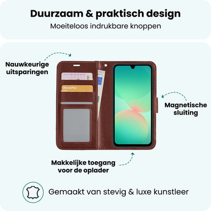 Forterra Samsung A26 Hoesje Bookcase Cover met Kaarthouder - Bruin