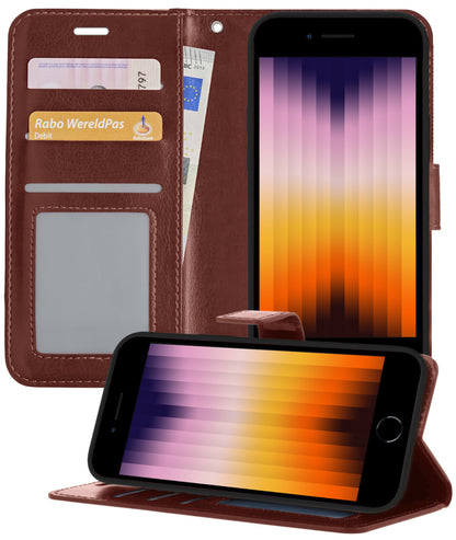 Forterra iPhone SE 2022 Hoesje Bookcase Cover met Kaarthouder - Bruin