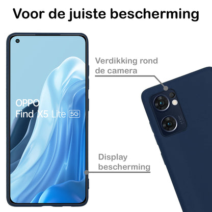 Forterra OPPO Find X5 Lite Hoesje Siliconen Backcover Lichtgewicht - Donkerblauw