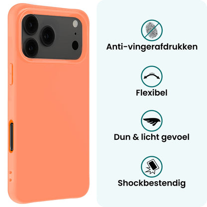 Forterra iPhone 17 Pro Max Hoesje Siliconen Backcover Lichtgewicht - Perzik