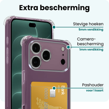Forterra iPhone 18 Pro Hoesje Kaarthouder Backcover Shockproof - Transparant
