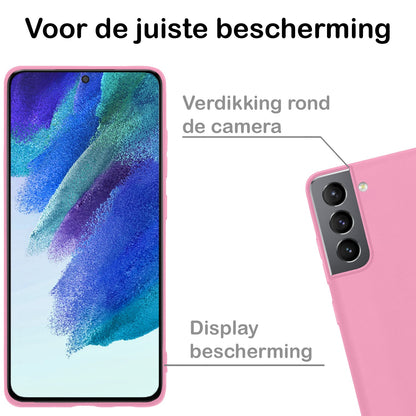 Forterra Samsung S21 FE Hoesje Siliconen Backcover Lichtgewicht - Lichtroze