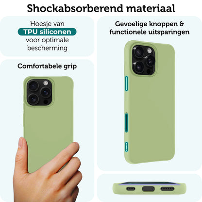 Forterra iPhone 16 Pro Max Hoesje Siliconen Backcover Lichtgewicht - Groen
