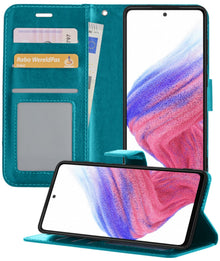 Forterra Samsung A53 Hoesje Bookcase Cover met Kaarthouder - Turquoise