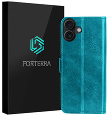 Forterra iPhone 17 Hoesje Bookcase Cover met Kaarthouder - Turquoise