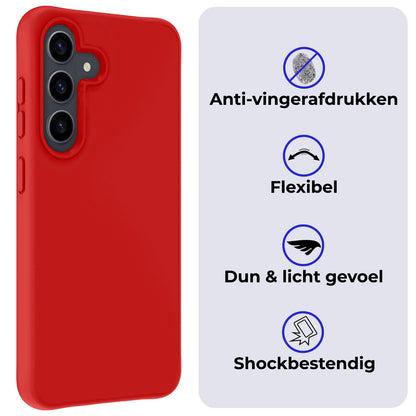 Forterra Samsung S24 Hoesje Siliconen Backcover Lichtgewicht - Rood
