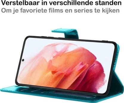 Forterra Samsung S21 Hoesje Bookcase Cover met Kaarthouder - Turquoise