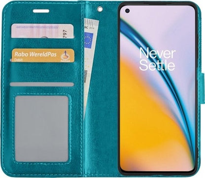 Forterra OnePlus Nord 2 Hoesje Bookcase Cover met Kaarthouder - Turquoise