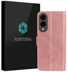 Forterra Samsung S25 Edge Hoesje Bookcase Cover met Kaarthouder - Rosé goud