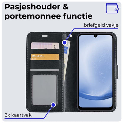 Forterra Samsung A25 Hoesje Bookcase Cover met Kaarthouder - Zwart