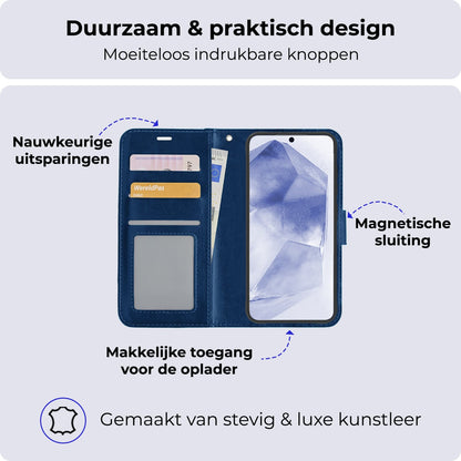 Forterra Samsung A55 Hoesje Bookcase Cover met Kaarthouder - Donkerblauw