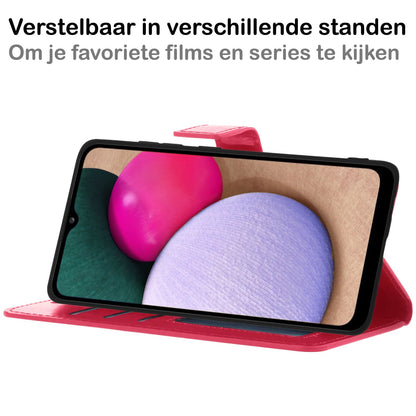 Forterra Samsung A03s Hoesje Bookcase Cover met Kaarthouder - Donkerroze