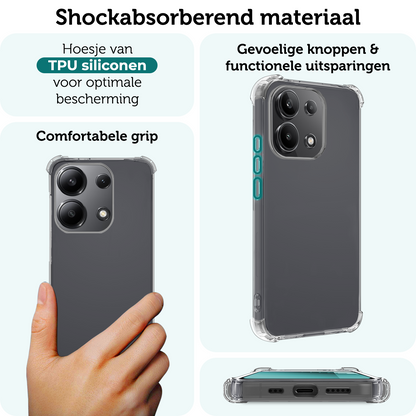 Forterra Xiaomi Redmi Note 13 4G Hoesje Shockproof Backcover Siliconen - Transparant
