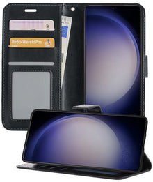 Forterra Samsung S23 Plus Hoesje Bookcase Cover met Kaarthouder - Zwart