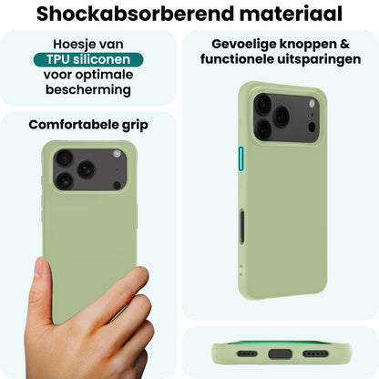 Forterra iPhone 17 Pro Max Hoesje Siliconen Backcover Lichtgewicht - Groen