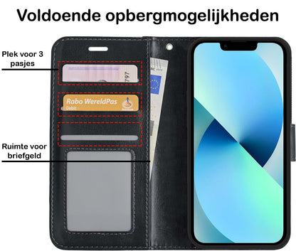 Forterra iPhone 13 Mini Hoesje Bookcase Cover met Kaarthouder - Zwart