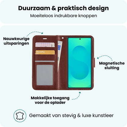 Forterra Samsung S25 Ultra Hoesje Bookcase Cover met Kaarthouder - Bruin