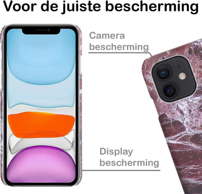 Forterra iPhone 11 Hoesje Marmer Hard Case Cover - Rood