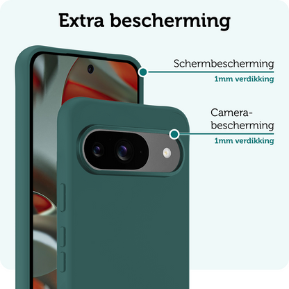Forterra Google Pixel 9 Hoesje Siliconen Backcover Lichtgewicht - Donkergroen