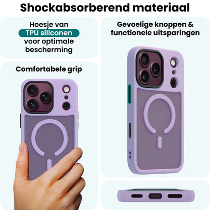 Forterra iPhone 18 Pro Max Hoesje Geschikt voor Magsafe Backcover Shockproof - Lila