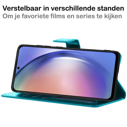 Forterra Samsung A54 Hoesje Bookcase Cover met Kaarthouder - Turquoise