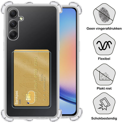 Forterra Samsung A34 Hoesje Kaarthouder Backcover Shockproof - Transparant