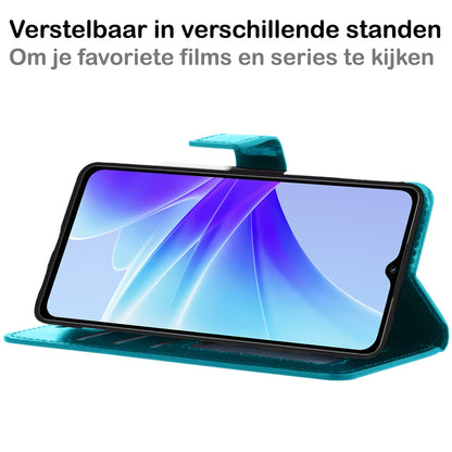 Forterra OPPO A17 Hoesje Bookcase Cover met Kaarthouder - Turquoise