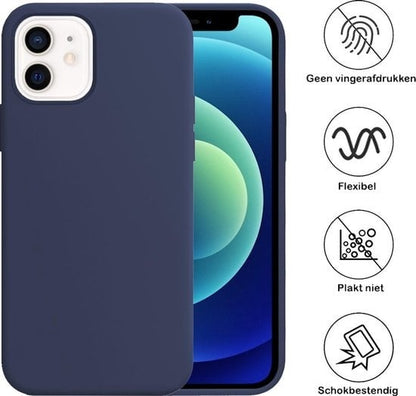 Forterra iPhone 12 Mini Hoesje Siliconen Backcover Lichtgewicht - Donkerblauw