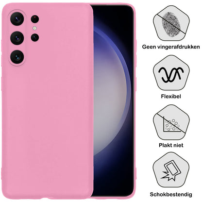 Forterra Samsung S23 Ultra Hoesje Siliconen Backcover Lichtgewicht - Roze