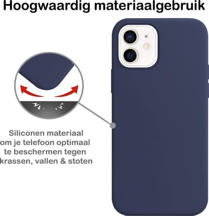 Forterra iPhone 12 Mini Hoesje Siliconen Backcover Lichtgewicht - Donkerblauw