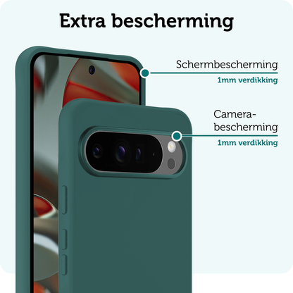 Forterra Google Pixel 10 Pro XL Hoesje Siliconen Backcover Lichtgewicht - Donkergroen