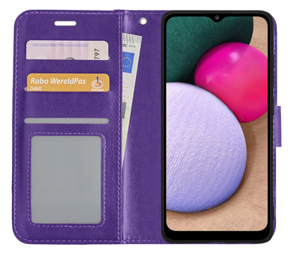 Forterra Samsung A02s Hoesje Bookcase Cover met Kaarthouder - Paars