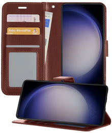 Forterra Samsung S23 Ultra Hoesje Bookcase Cover met Kaarthouder - Bruin