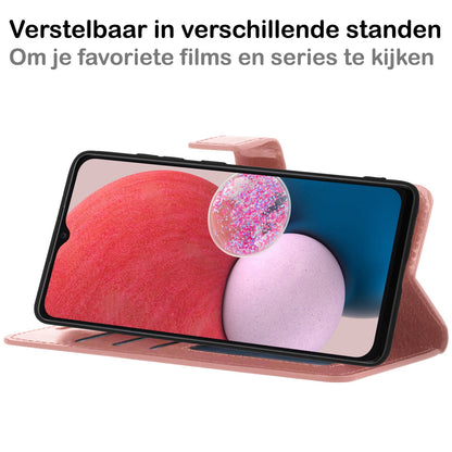 Forterra Samsung A13 5G Hoesje Bookcase Cover met Kaarthouder - Rosé goud
