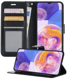 Forterra Samsung A23 Hoesje Bookcase Cover met Kaarthouder - Zwart