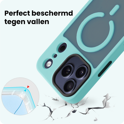 Forterra iPhone 17 Pro Hoesje Geschikt voor Magsafe Backcover Shockproof - Lichtblauw