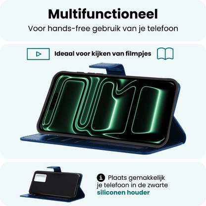Forterra iPhone 17 Pro Hoesje Bookcase Cover met Kaarthouder - Donkerblauw