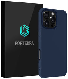 Forterra iPhone 16 Pro Max Hoesje Siliconen Backcover Lichtgewicht - Donkerblauw