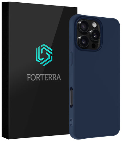 Forterra iPhone 16 Pro Max Hoesje Siliconen Backcover Lichtgewicht - Donkerblauw