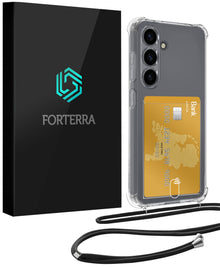 Forterra Samsung S25 Plus Hoesje Kaarthouder met Koord Backcover Shockproof - Transparant