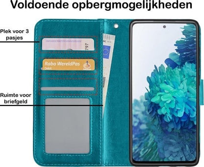 Forterra Samsung S20 FE Hoesje Bookcase Cover met Kaarthouder - Turquoise
