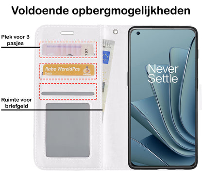 Forterra OnePlus 10 Pro Hoesje Bookcase Cover met Kaarthouder - Wit