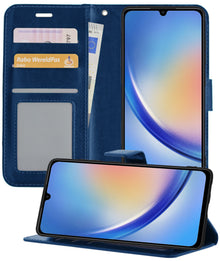 Forterra Samsung A34 Hoesje Bookcase Cover met Kaarthouder - Donkerblauw