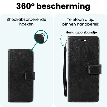 Forterra Samsung A07 Hoesje Bookcase Cover met Kaarthouder - Zwart