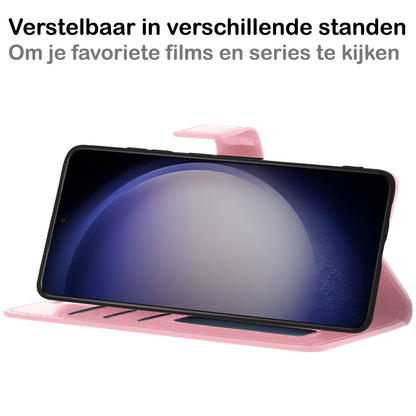 Forterra Samsung S23 Plus Hoesje Bookcase Cover met Kaarthouder - Lichtroze