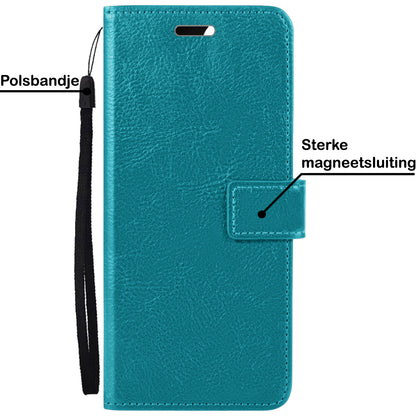 Forterra OPPO A57 Hoesje Bookcase Cover met Kaarthouder - Turquoise