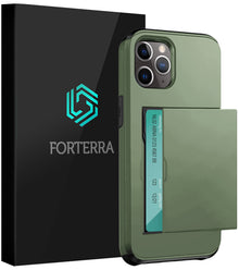 Forterra iPhone 11 Pro Hoesje Kaarthouder Hard Case Shockproof - Donkergroen