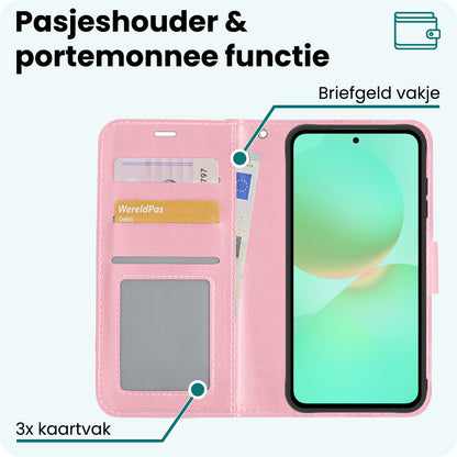 Forterra Samsung A36 Hoesje Bookcase Cover met Kaarthouder - Lichtroze