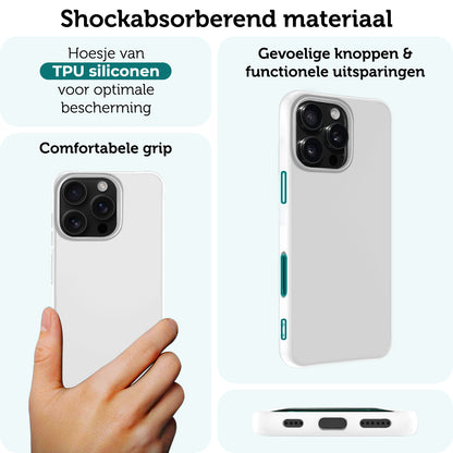 Forterra iPhone 16 Pro Hoesje Siliconen Backcover Lichtgewicht - Wit